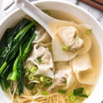 Wonton Soup made with homemade wontons. Super healthy!
