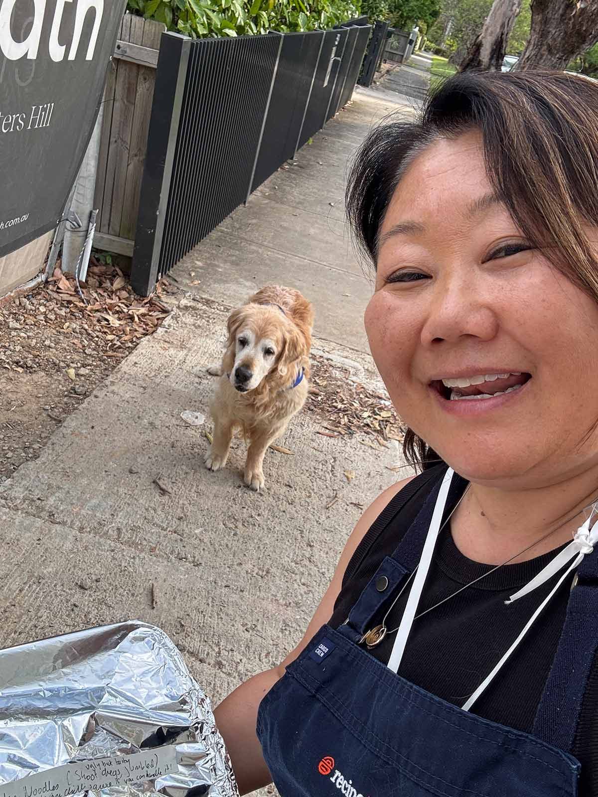 Dozer Nagi delivering Green Ginger Noodles to neighbour